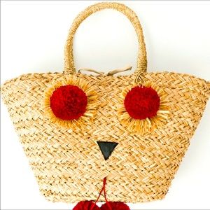 P.ROSSINI BEIGE STRAW BEACH BAG